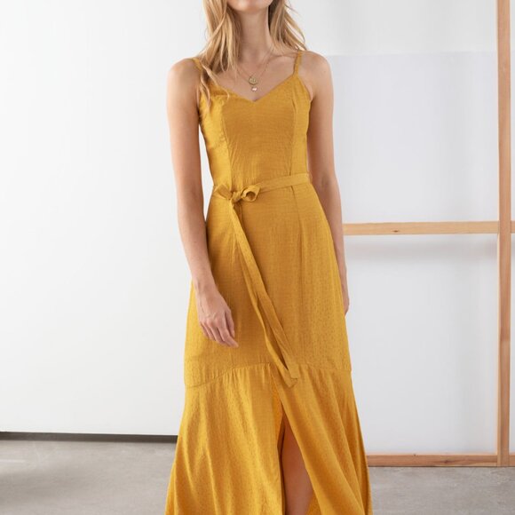 & Other Stories Los Angeles Atelier gold polka dot midi slip dress - Picture 8 of 9